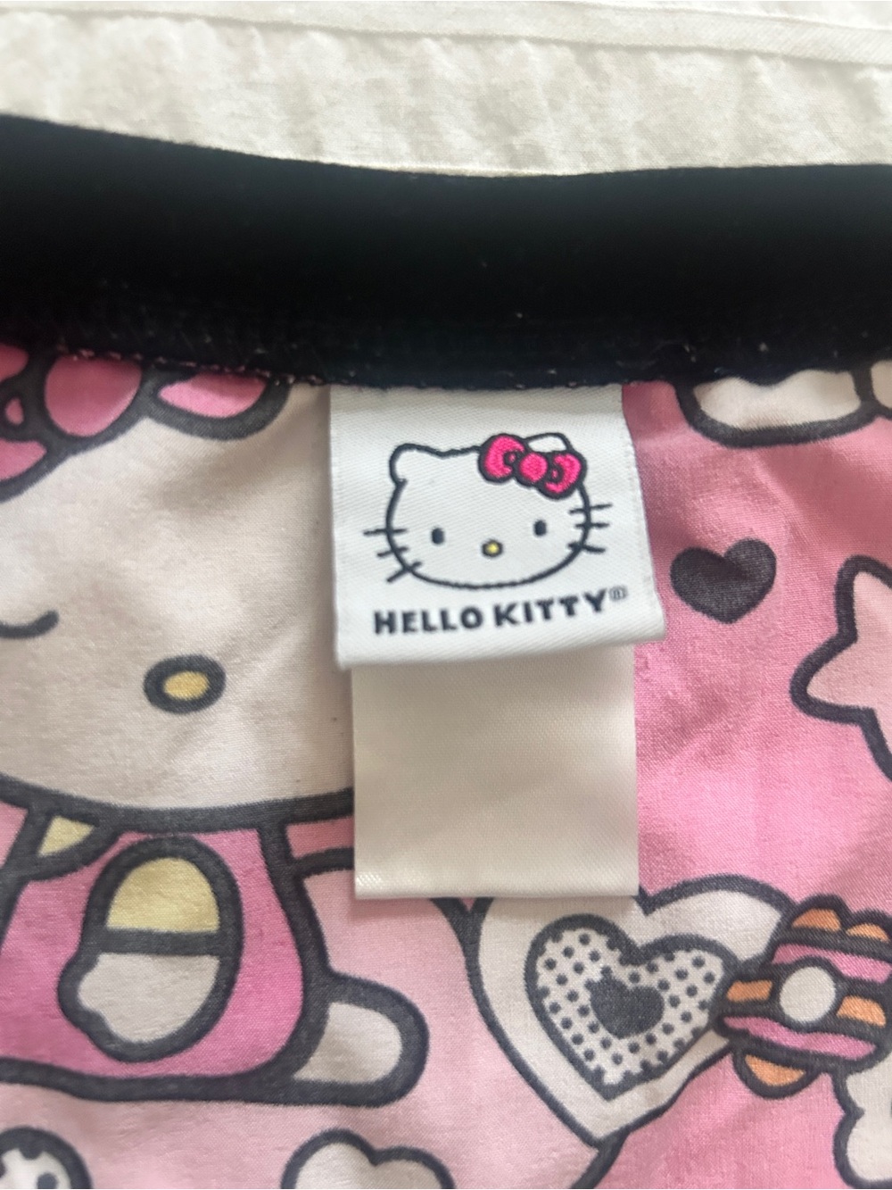 Hello Kitty Pink and Black Cartoon Print Scrub Top - Picture 4 of 4